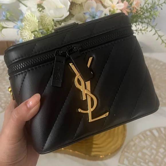 YSL Beauty Makeup Cosmetic Vanity Bag- Gold - Picture 3 of 11
